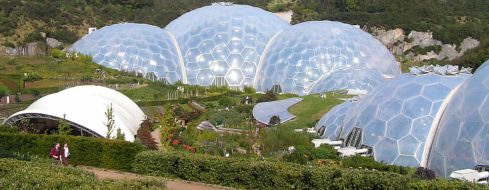 The famous biomes at the Eden Project